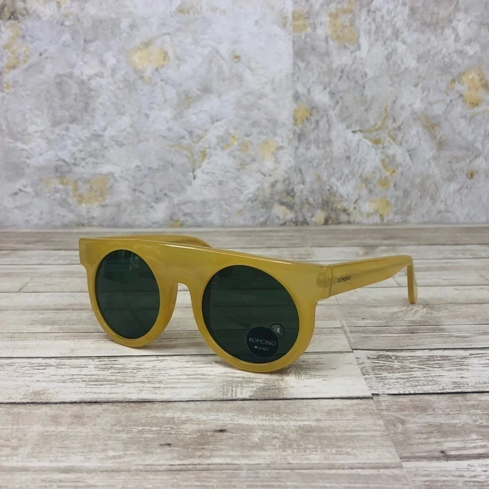 KOMONO Hippolyte Milky Bone Sunglasses NEW shield yellow gold